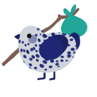 A mist and navy chicken with a speckle pattern