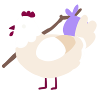 A cream chicken with a head pattern