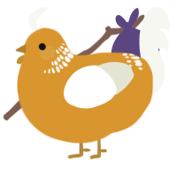 A orange and white chicken with a neck-band pattern