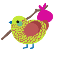 A lime and red chicken with a lace pattern