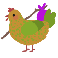 A gold and chartreuse chicken with a speckle pattern