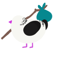 A white and sable chicken with a neck-band pattern
