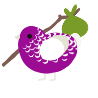 A plum and white chicken with a half-lace pattern