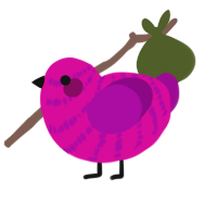 A fuchsia and plum chicken with a bar pattern