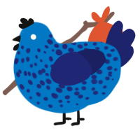 A sapphire and navy chicken with a speckle pattern
