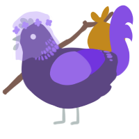 A overcast and blurple chicken with a neck-band pattern