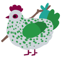 A mist and viridian chicken with a speckle pattern