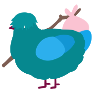 A teal and sky chicken