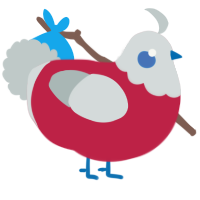 A crimson and silver chicken with a lace pattern