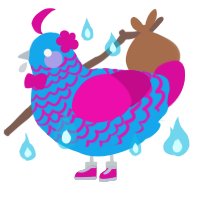 A sky and fuchsia chicken with a lace pattern