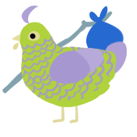 A indigo and olive chicken with a lace pattern