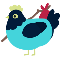 A aqua and tumblr chicken with a head pattern