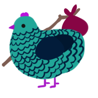 A turquoise and tumblr chicken with a lace pattern