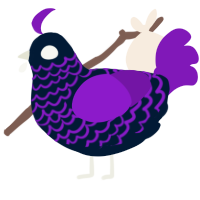 A tumblr and violet chicken with a lace pattern