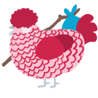 A rose and crimson chicken with a lace pattern