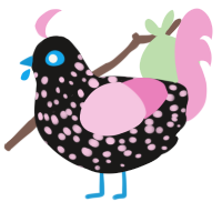 A sable and pink chicken with a speckle pattern