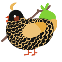A black and honey chicken with a lace pattern