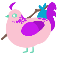 A rose and amethyst chicken with a neck-speckle pattern