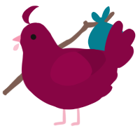 A maroon chicken