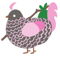 A grey and pink chicken with a lace pattern