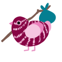A maroon and pink chicken with a bar pattern