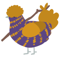 A overcast and ochre chicken with a bar pattern