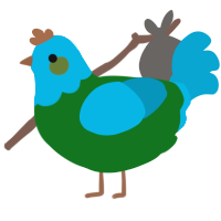 A leaf and cerulean chicken with a head pattern
