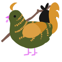 A olive and orange chicken with a half-bar pattern