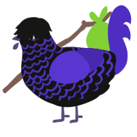 A black and indigo chicken with a lace pattern