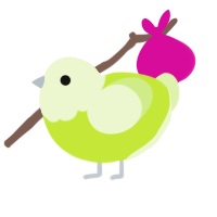 A lime and apple chicken with a head pattern