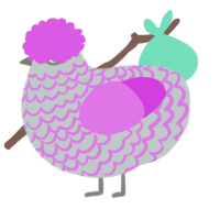 A silver and orchid chicken with a lace pattern