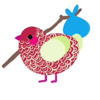 A crimson and apple chicken with a double-lace pattern