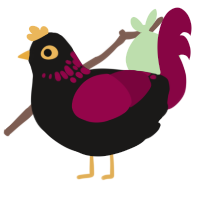 A sable and maroon chicken with a neck-speckle pattern