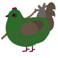 A leaf and bark chicken with a double-lace pattern