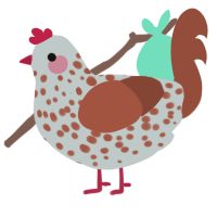 A silver and russet chicken with a speckle pattern