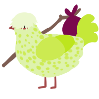A apple and lime chicken with a speckle pattern