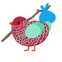 A crimson and mint chicken with a lace pattern