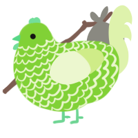 A grass and apple chicken with a lace pattern