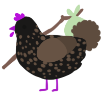 A sable and bark chicken with a speckle pattern