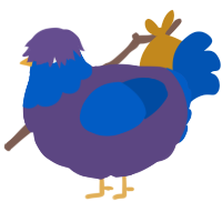 A overcast and ultramarine chicken with a head pattern