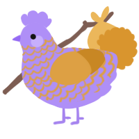 A lilac and orange chicken with a lace pattern