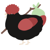 A sable and red chicken