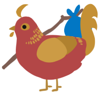 A red and gold chicken with a neck-band pattern