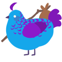 A sky and violet chicken with a half-lace pattern