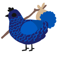 A navy and ultramarine chicken with a lace pattern