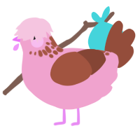 A pink and russet chicken with a neck-speckle pattern