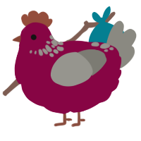 A maroon and ash chicken with a neck-speckle pattern