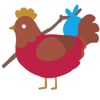 A crimson and russet chicken with a head pattern