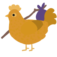 A orange and ochre chicken with a speckle pattern