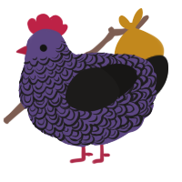A overcast and sable chicken with a double-lace pattern